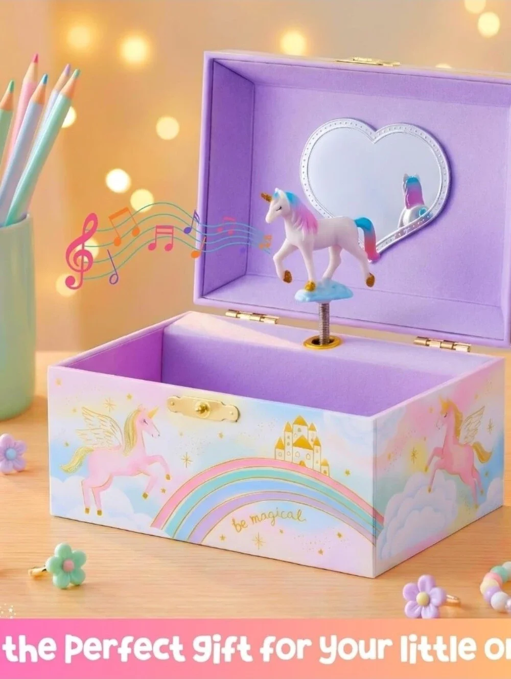 Giggle & Honey Musical Unicorn Jewelry Box For Girls NWT